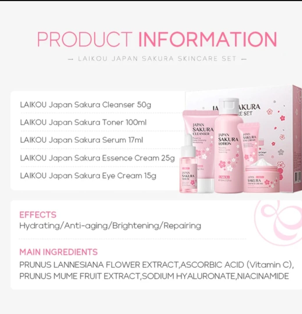 Skincare JAPAN SAKURA , set de 5 productos