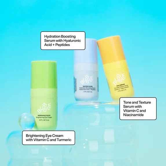 Kit de mini sueros Bubble Skincare The Jet Set Trio, para todo tipo de piel, para viaje y prueba, set de regalo de 3