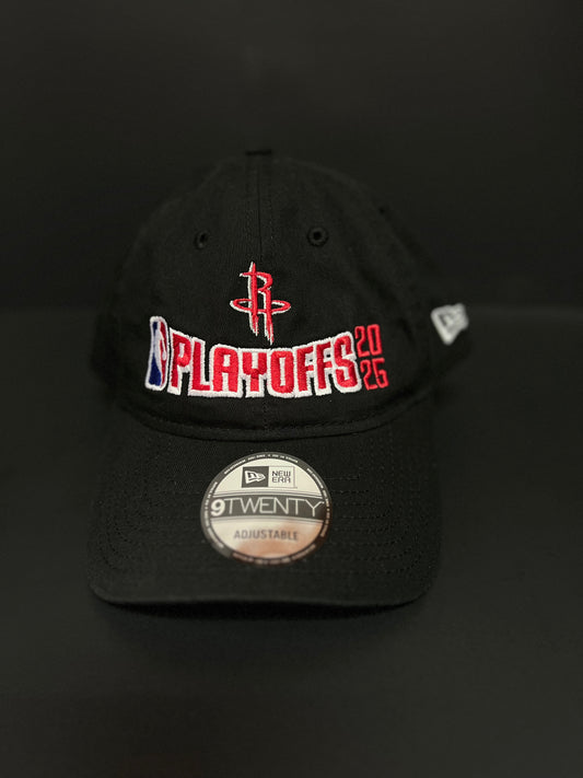Gorra ajustable New Era 9TWENTY negra de los Houston Rockets de los Playoffs de la NBA 2025 para hombre