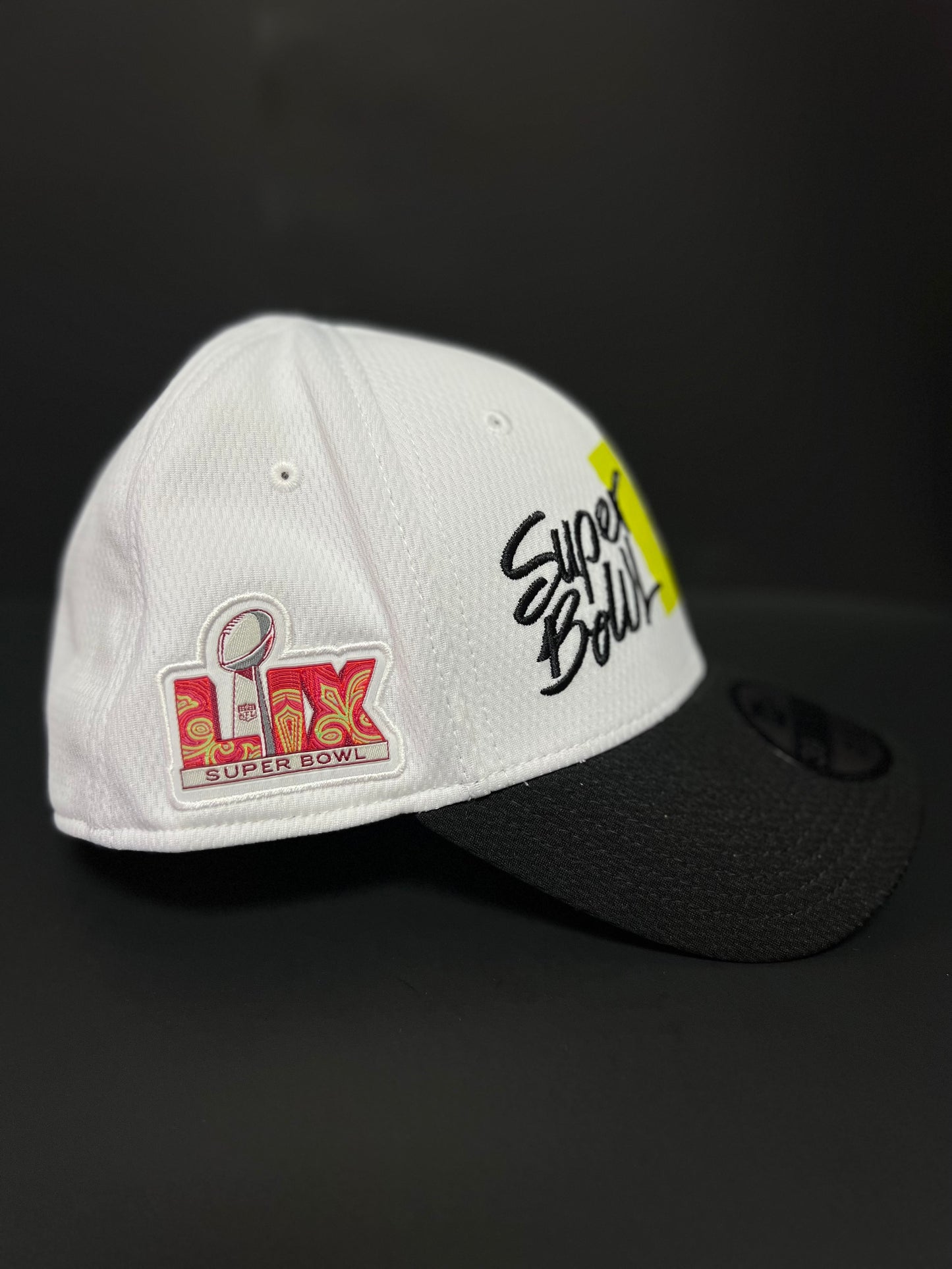 Gorra flexible New Era 39THIRTY de los Philadelphia Eagles para el Super Bowl LIX en blanco y negro para hombre