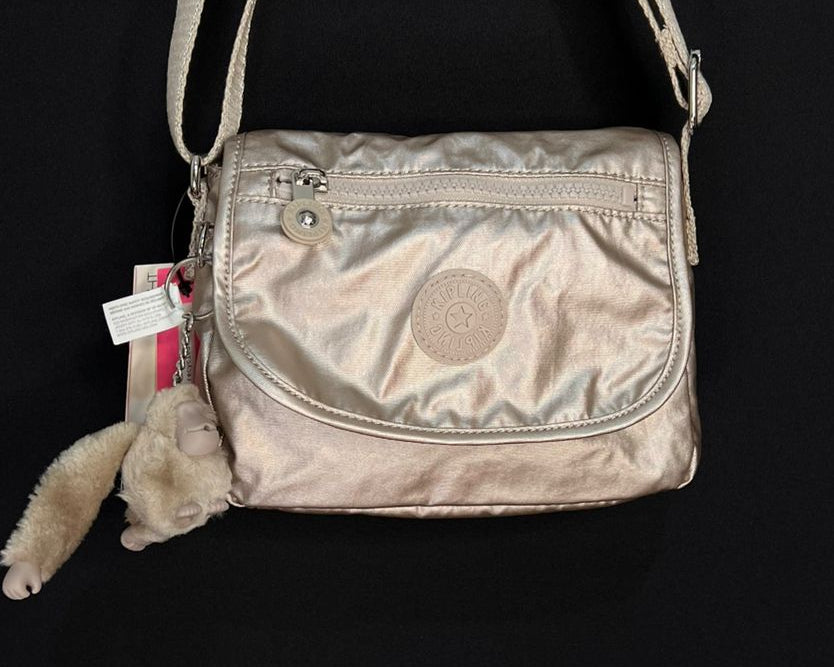 Bolso Kipling Rosado Metalico